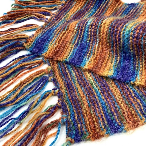 Vintage ombre rainbow hand made crochet scarf - Picture 11 of 13